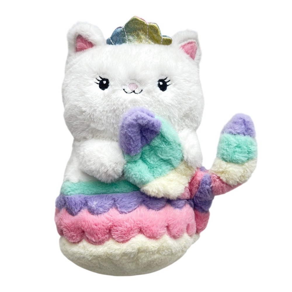 FAO Schwarz Mermaid Cat Plush White Princess Kitty Waves Fish 12" Stuffed Plush